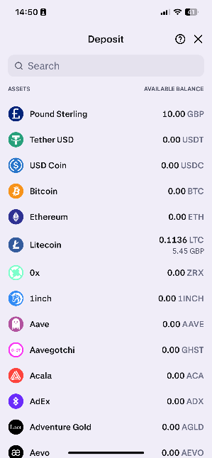 Deposit button